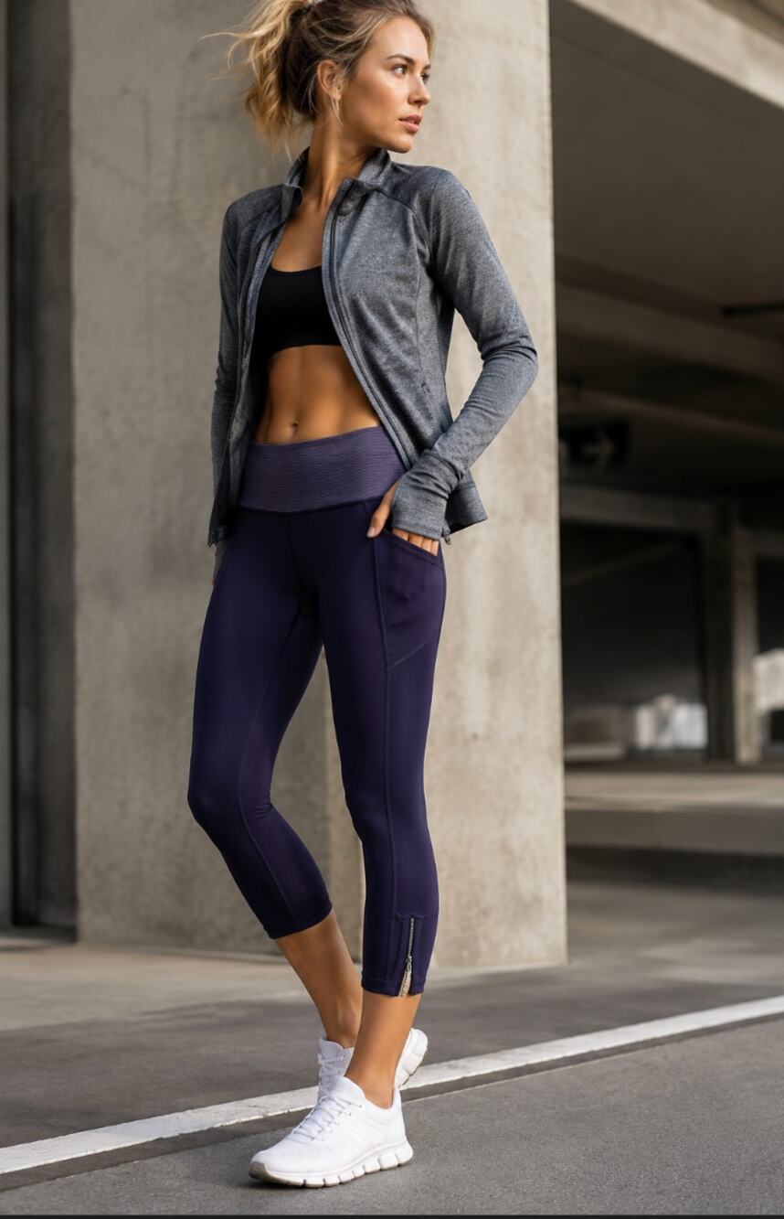 Lululemon Rebel Runner Crop Grape Stripe Zip Ankle Leggings SZ 4 Pedal Pusher